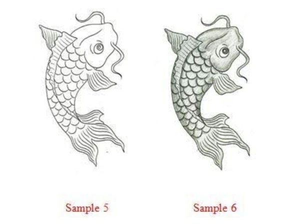 Рыба кои рисунок карандашом по этапно