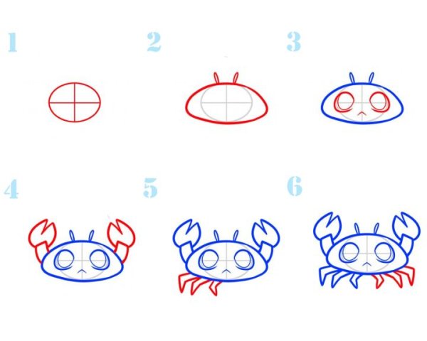 Краб рисунок пошагово