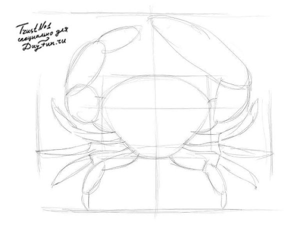 Краб рисунок пошагово