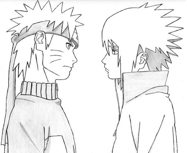Рисунки Наруто и Саске