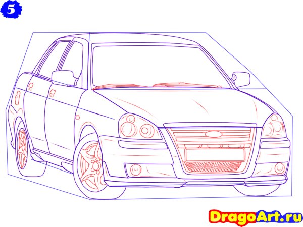 Раскраска Лада Приора тюнинговая