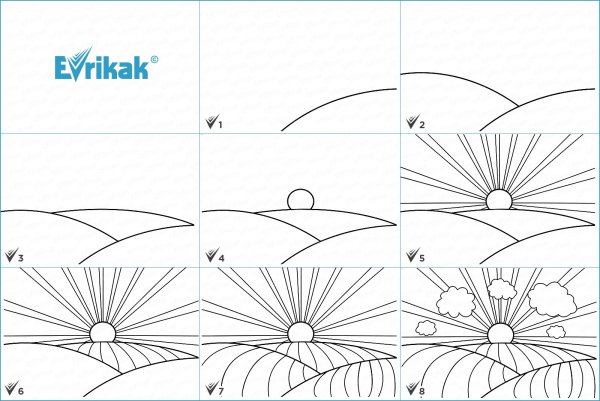 Нарисовать луг карандашом
