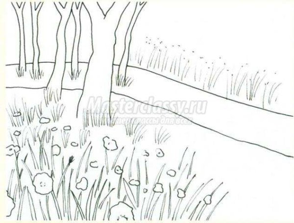 Рисунки для срисовки луг