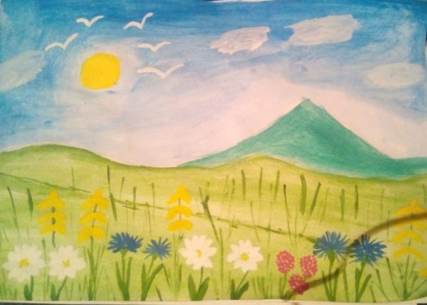 Луг карандашом детский