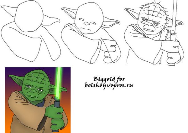 Как нарисовать Йоду поэтапно