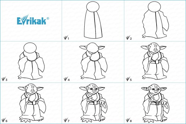 Как нарисовать Йоду поэтапно