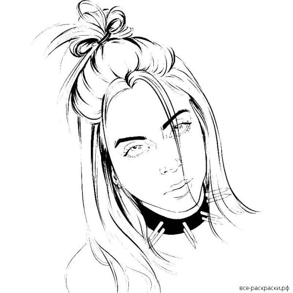 Билли Айлиш рисунок черно белый