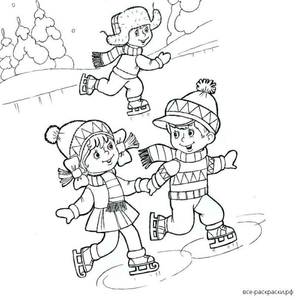Раскраска. Зимние забавы