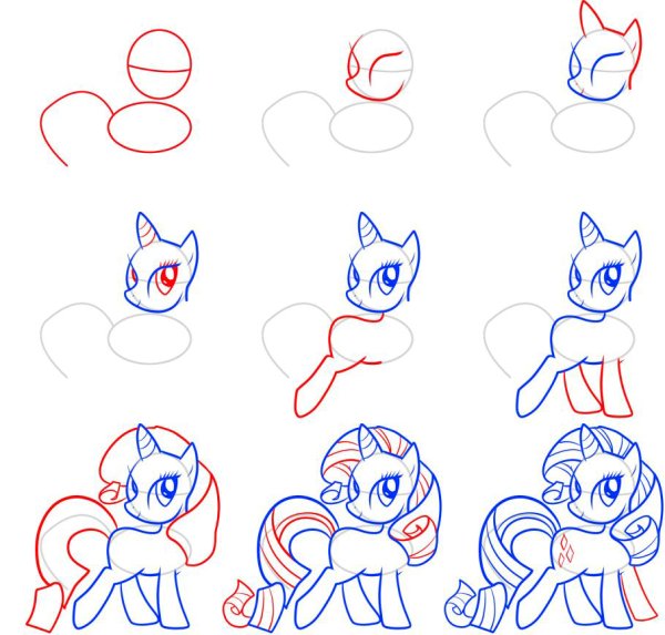 Поэтапное рисование пони