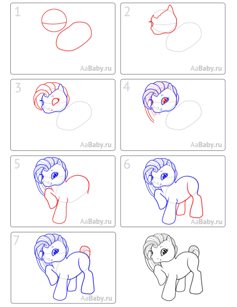 Как нарисовать пони поэтапно