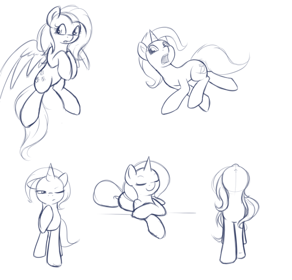 Пони позы карандашом