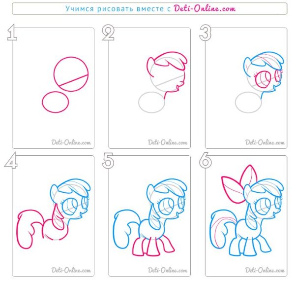 Поэтапный рисунок пони