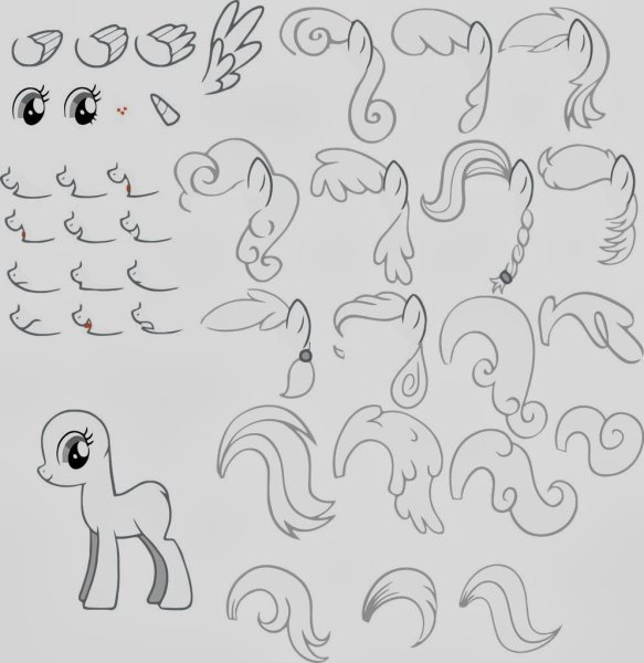 Поэтапное рисование волос пони