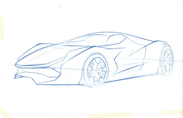 Спорткар рисунок карандашом