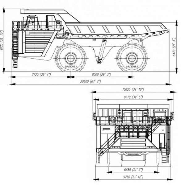 БЕЛАЗ 7540 габариты