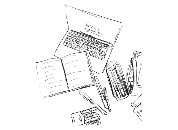 Рабочее место ноутбук скетч