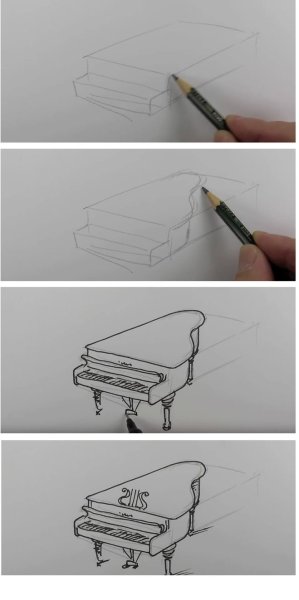 Поэтапное рисование рояля