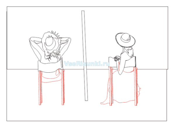 Парень лежит на шезлонге зарисовки