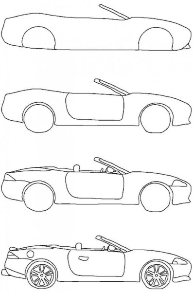Поэтапное рисование автомобиля