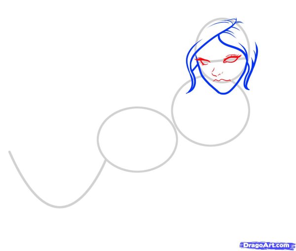 Поэтапный рисунок русалки