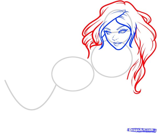 Пошаговое рисование русалки