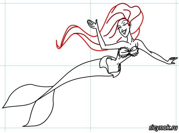 Русалка карандашом для детей