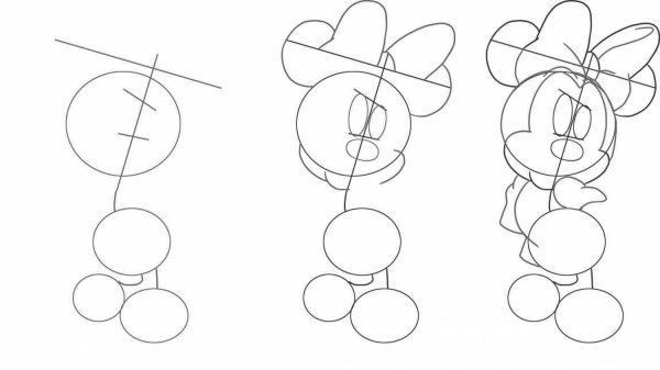 Поэтапное рисование Микки Мауса
