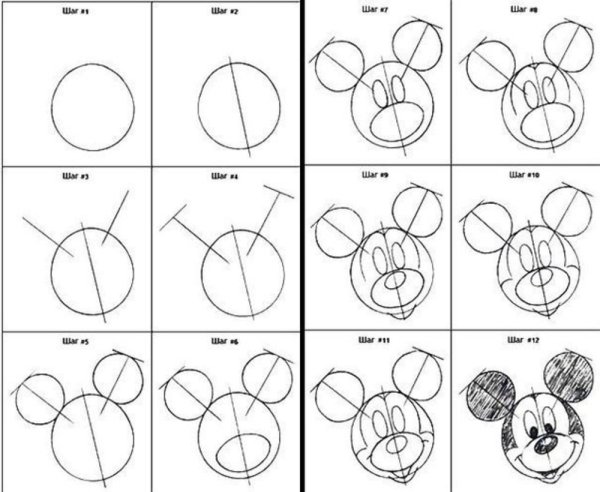 Схема рисования Микки Мауса