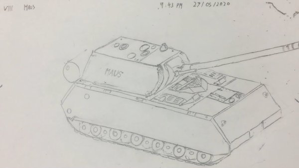 Танк Маус карандашом