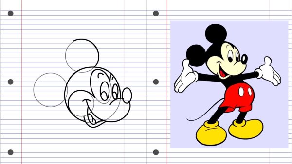 Микки Маус рисунок красками