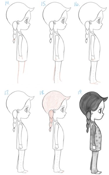 Поэтапное рисование девочки для начинающих