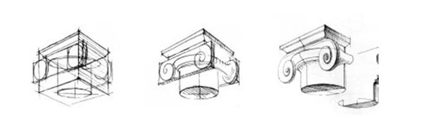 Ионическая Капитель Академический рисунок построение