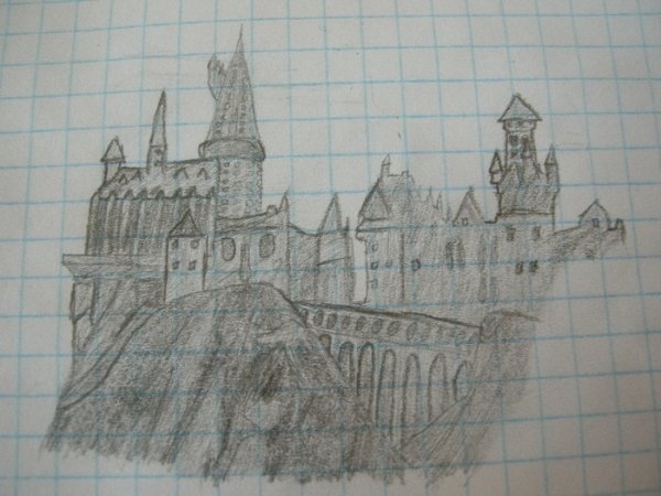 Замок Хогвартс карандашом
