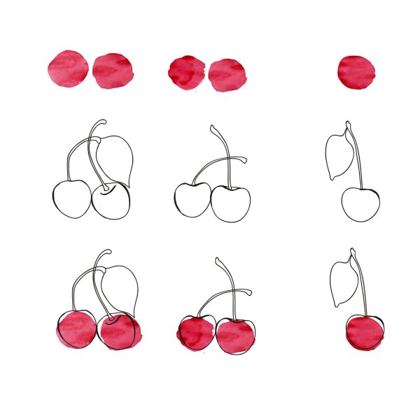 Пошаговое рисование фруктов