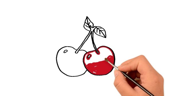 Этап рисования вишня