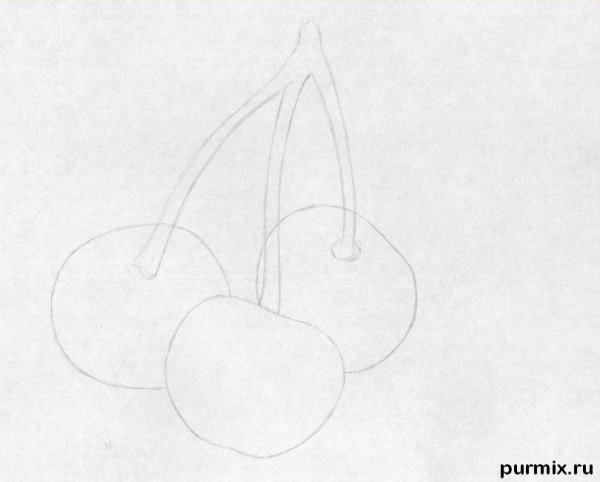 Поэтапное рисование вишни