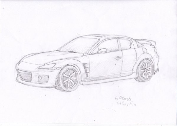 Мазда 3 рисунок карандашом