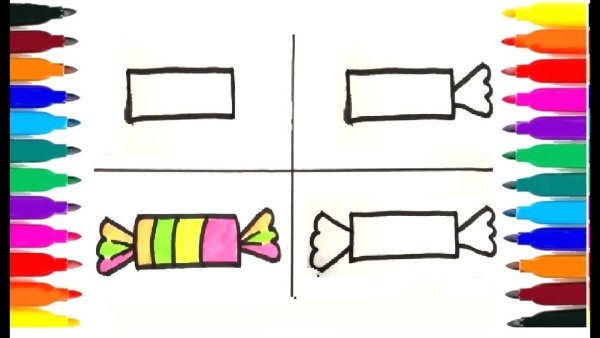 Нарисовать конфетку поэтапно