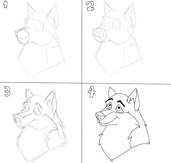 Нарисовать волка поэтапно