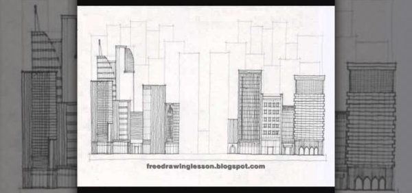 Небоскреб карандашом поэтапно вид сверху