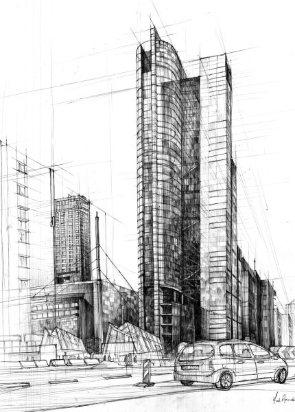 Зарисовка современного здания