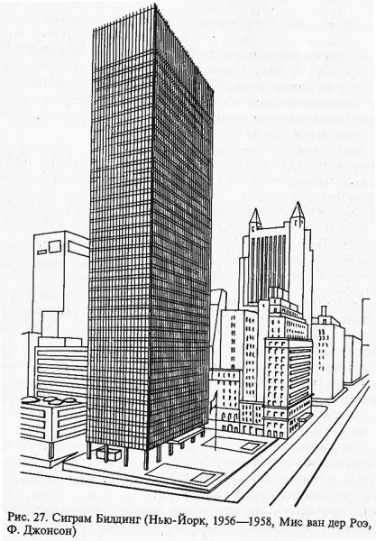 Здание Сигрэм Билдинг в Нью-Йорке чертеж