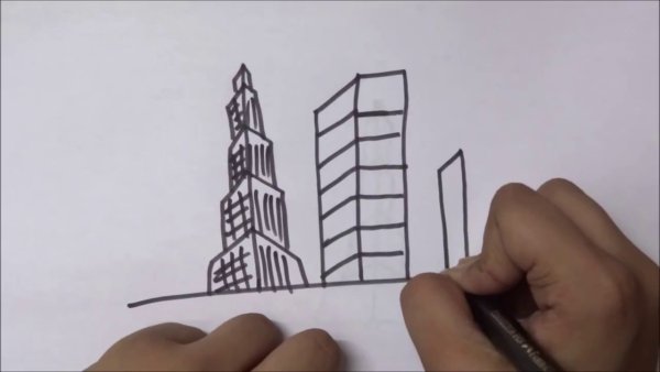 Небоскрёбы лёгкие карандашом
