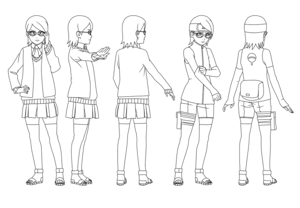 Раскраски Наруто Сарада