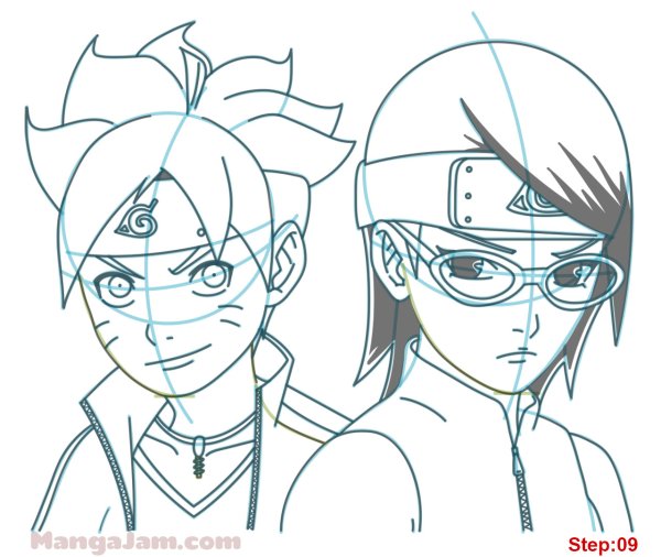 Боруто Сарада арт карандашом