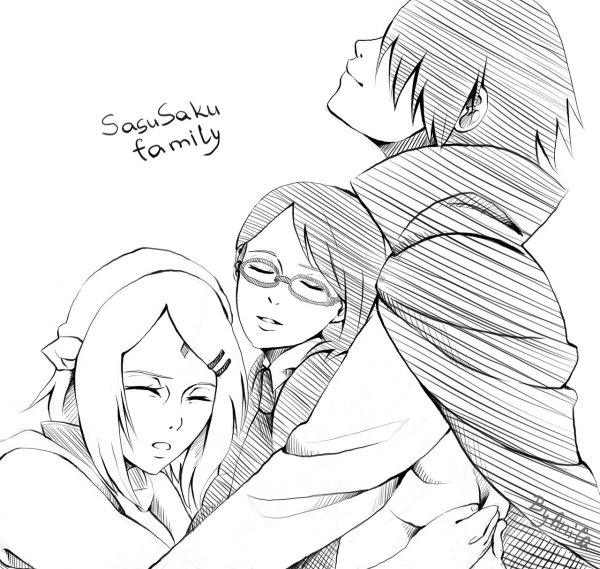 Боруто и Сарада любовь раскраска