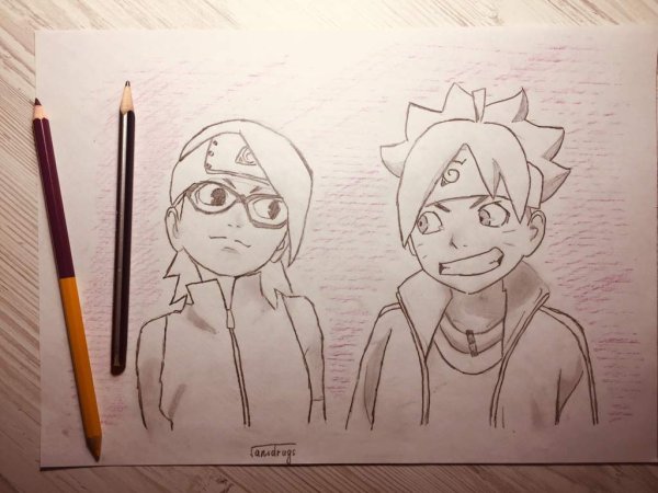 Раскраска Боруто и Сарада