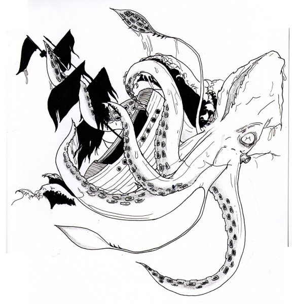 Кракен раскраска для детей