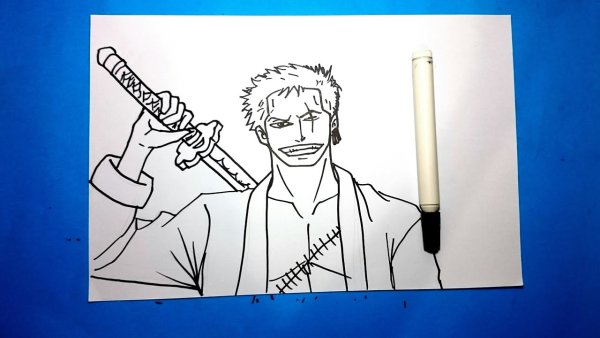 Ван Пис Зоро арт карандашом