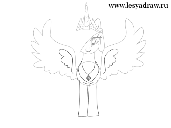 Принцесса Селестия нарисовать поэтапно